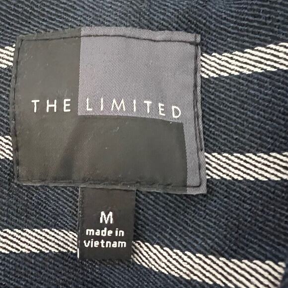 The Limited Womens Blazer Medium Navy Striped Short Zip Front Career - Picture 4 of 6